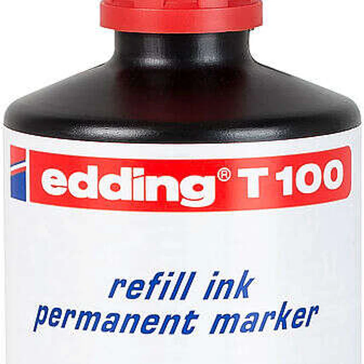 Edding T100 Bote de Recarga para Rotulador Permanente - Capacidad 100ml - Color Rojo 1