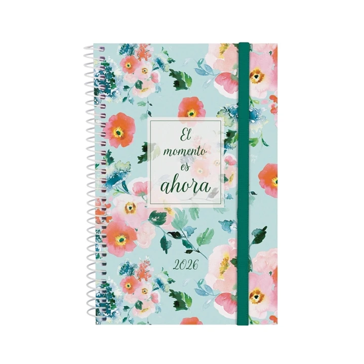 Finocam Design Collection Agenda de Espiral - Anual 2026 - Tapa Ligera - Formato E5 - 124x14x181mm - Semana Vista Horizontal - Tematica de Flores 1