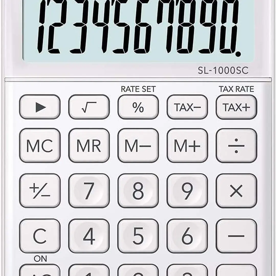 Casio SL-1000SC Calculadora de Bolsillo - Pantalla Extragrande de 10 Digitos - Alimentacion Solar y Pilas - Color Blanco 1