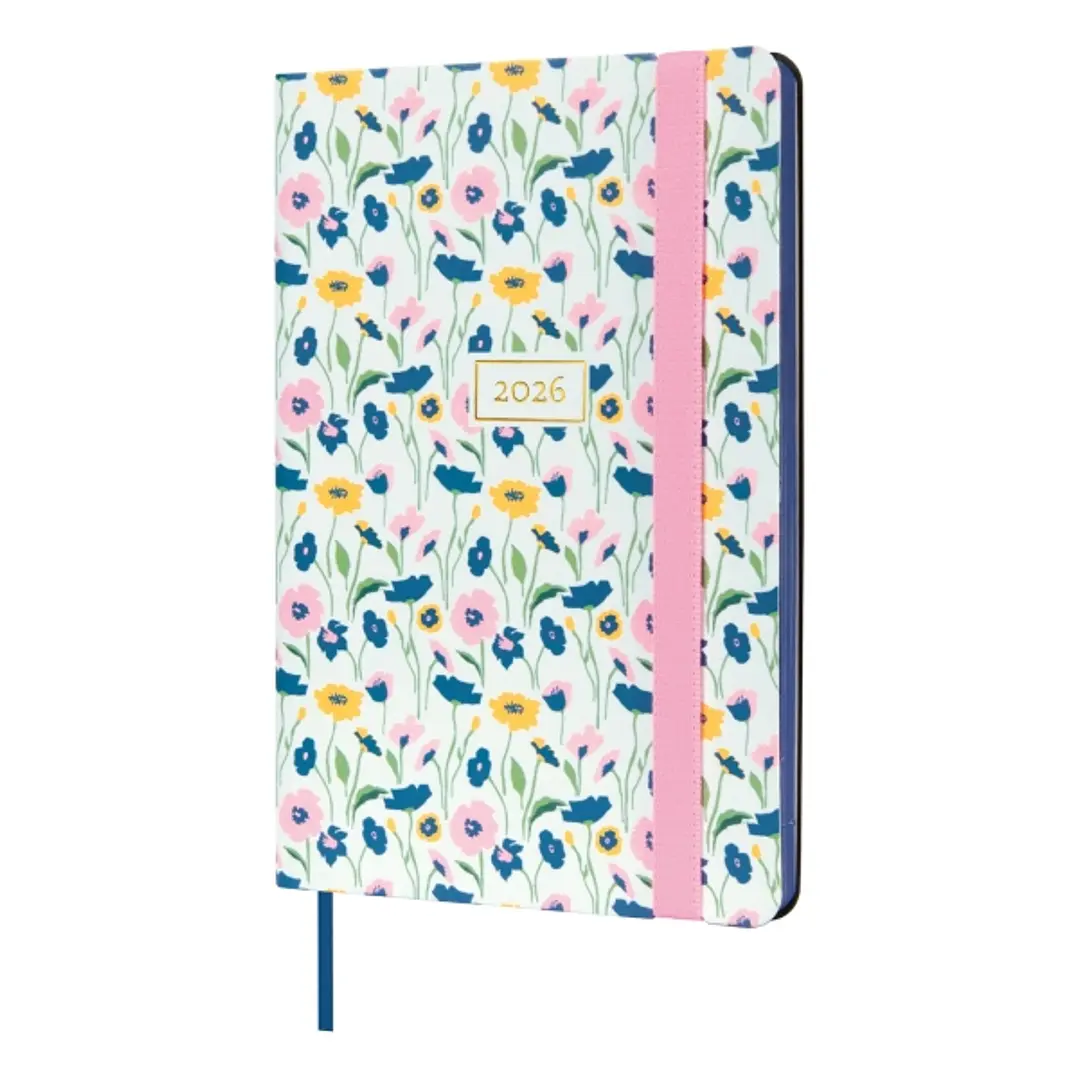 Finocam Flexi Joy Agenda en Catalan - Anual 2026 - Tapa Blanda - Formato F4 - 120x13x172mm - Semana Vista Horizontal - Tematica de Flores 1