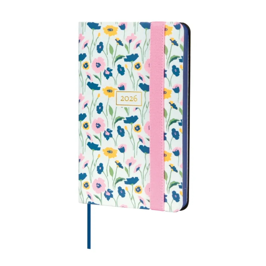 Finocam Flexi Joy Agenda en Catalan - Anual 2026 - Tapa Blanda - Formato F2 - 85x13x130mm - Semana Vista Horizontal - Tematica de Flores 1