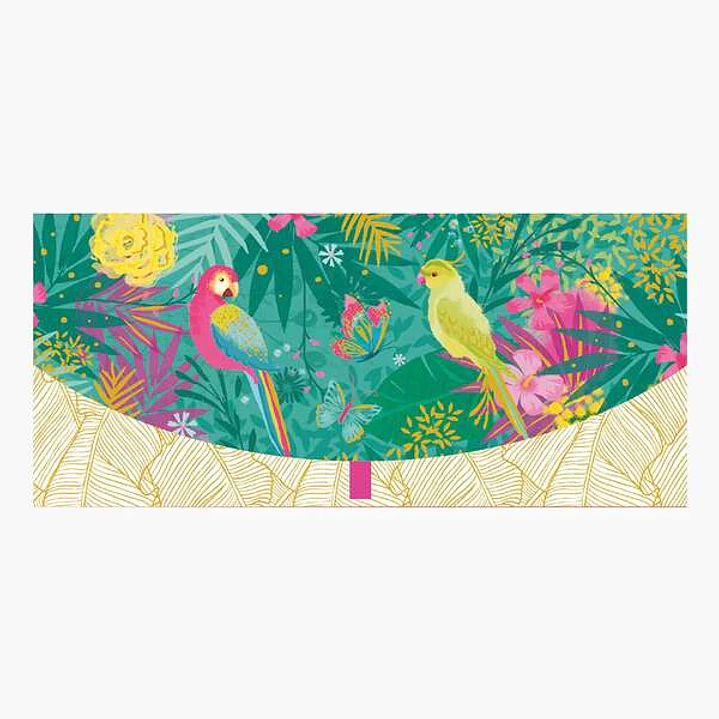 Pictura Tarjeta Money Cards - Tarjeta de Regalo Tipo Sobre Horizontal - Tematica Loros - 21.3x9.6cm - Embolsada Individualmente en Celofan - Incluido  1