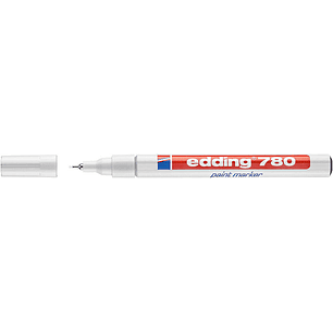 Edding 780 Rotulador Permanente de Tinta Opaca - Punta Redonda - Trazo 0.8mm - Puntas de Recambio Disponibles - Secado Rapido - Color Blanco