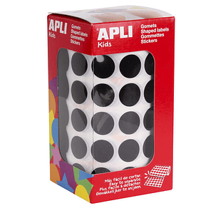 Apli Gomets Redondos Ø 15mm - 59 Hojas Pretroqueladas - 2832 Gomets por Rollo - Adhesivo Base Agua - Normas EN-71 y Cadena de Custodia FSC - Ideal par