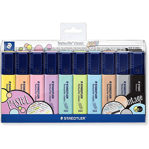 Staedtler Textsurfer Classic 364 Pack de 10 Marcadores Fluorescentes - Secado Rapido - Trazo 1 - 5mm - Colores Surtidos