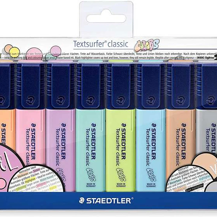 Staedtler Textsurfer Classic 364 Pack de 10 Marcadores Fluorescentes - Secado Rapido - Trazo 1 - 5mm - Colores Surtidos 1