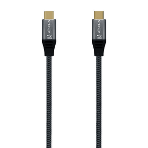 Aisens Cable USB 2.0 Aluminio 5A 100W E-MARK - USB-C/M-USB-C/M - 2.0M - Color Gris
