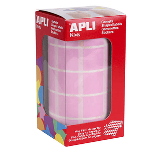 Apli Rollo con 1.770 Gomets Cuadrados 20x20mm - 59 Hojas Pretroqueladas - Ideal para Escuelas y Talleres Infantiles - Normas EN-71 y FSC - Adhesivo Ba