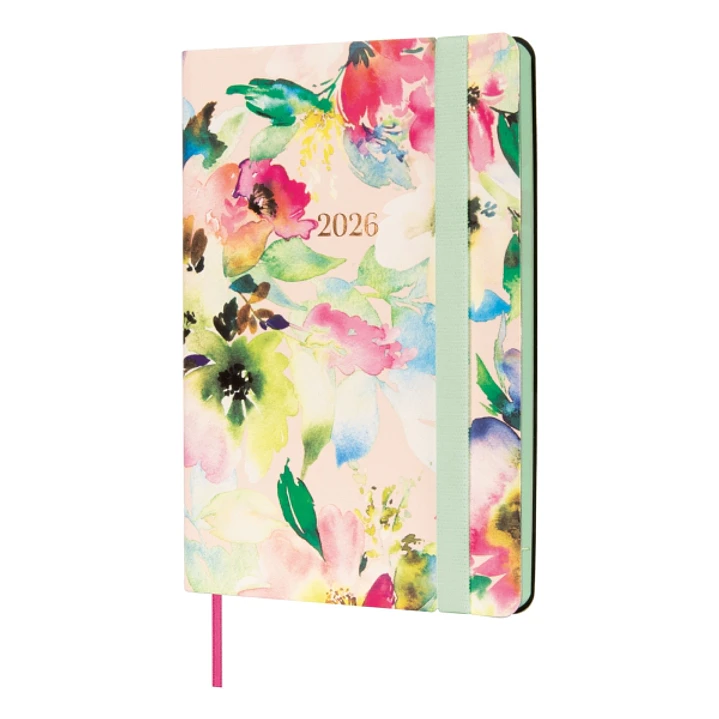 Finocam Flexi Joy Agenda en Catalan - Anual 2026 - Tapa Blanda - Formato F4 - 120x13x172mm - Semana Vista Horizontal - Tematica de Flores 1