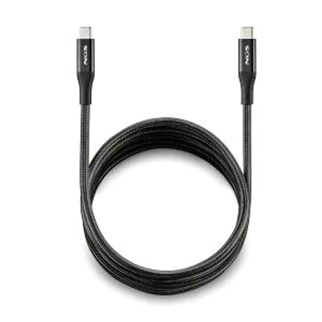 NGS Cable 2.0 USB-C Macho a USB-C Macho - Carga Ultrarapida hasta 240W - Longitud 2m - Color Negro 1