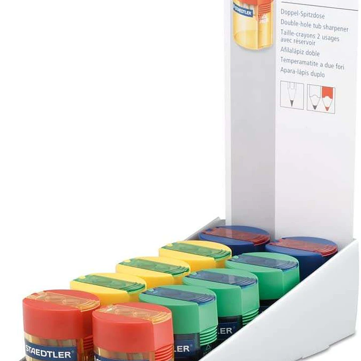 Staedtler Sacapuntas de 2 Orificios con Deposito - Para Lapices de 8.2mm y 10.2mm - Colores Neon Surtidos 1