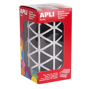 Apli Gomets Triangulares Negros - Tamaño 20 x 20 x 20mm - Adhesivo Permanente - 2832 Gomets por Rollo - Ideal para Escuelas y Talleres Infantiles