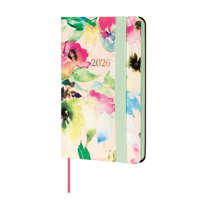 Finocam Flexi Joy Agenda - Anual 2026 - Tapa Blanda - Formato F2 - 85x13x130mm - Semana Vista Horizontal - Tematica de Flores 1