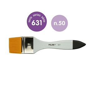 Milan 631 Premium Synthetic Paletina de 50mm - Pelo Sintetico - Mango de Madera Barnizada - Color Plata