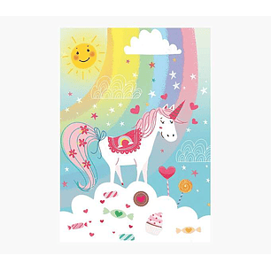 Pictura Tarjeta Zig-Zag - 15x22cm - Tematica Unicornio - Triptica sin Envoltorio - Incluye Sobre Blanco - Papel con Certificacion FSC