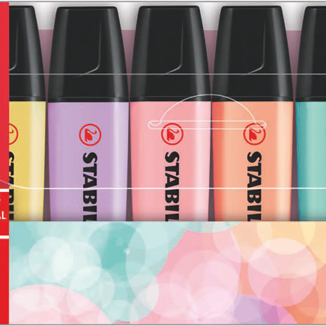 Stabilo Boss 70 Pastel Pack de 6 Rotuladores Marcadores Fluorescentes - Trazo entre 2 y 5mm - Recargable - Tinta con Base de Agua 1