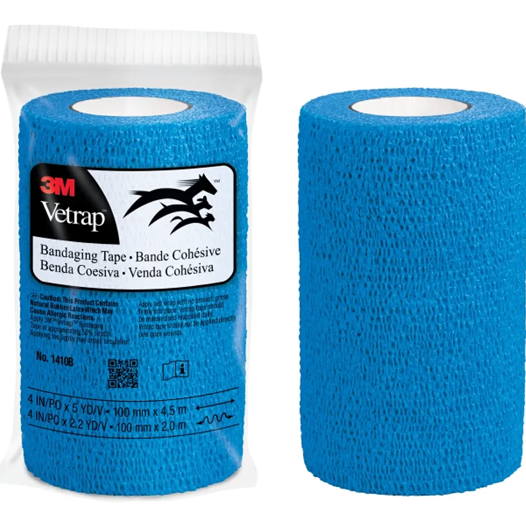 3M Vetrap Venda Cohesiva - 10cm x 4.5m - Flexible - Transpirable - Autoadhesiva - Color Azul 1