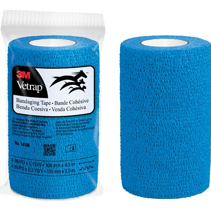 3M Vetrap Venda Cohesiva - 10cm x 4.5m - Flexible - Transpirable - Autoadhesiva - Color Azul 1