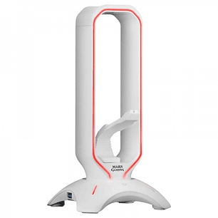 Mars Gaming MHHPRO Accesorio 3 en 1 - Soporte Auriculares - Bungee Raton - 2 Puertos USB 3.0 - Iluminacion RGB Flow 10 Modos - Control Tactil - Color 