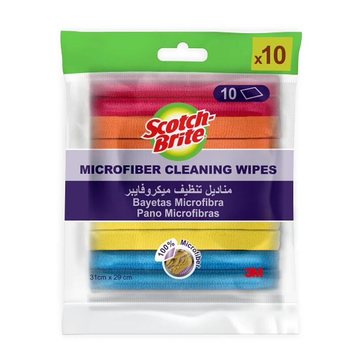 Scotch-Brite Pack de 10 Bayetas de Microfibra Multiusos - 31x29cm - Colores Surtidos 1