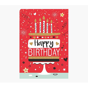 Pictura Tarjeta Zig-Zag - 15x22cm - Tematica Tarta de Cumpleaños - Triptica sin Envoltorio - Incluye Sobre Blanco - Papel con Certificacion FSC