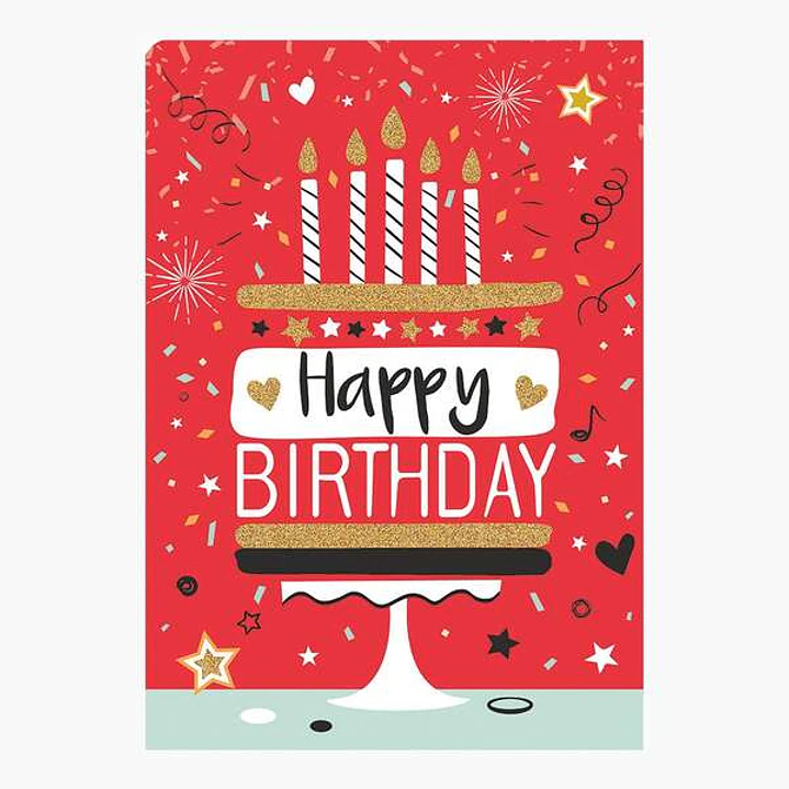 Pictura Tarjeta Zig-Zag - 15x22cm - Tematica Tarta de Cumpleaños - Triptica sin Envoltorio - Incluye Sobre Blanco - Papel con Certificacion FSC 1