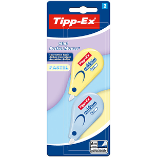 Tipp-Ex Mini Pocket Mouse Pastel Pack con 2 Cintas Correctoras 5mm x 6m - Resistente - Escritura Instantanea