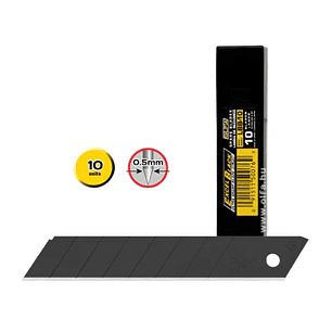 Olfa Pack de 10 Cuchillas de Respuesto Negras para Cutters Olfa - 8 Segmentos - Ancho 18mm