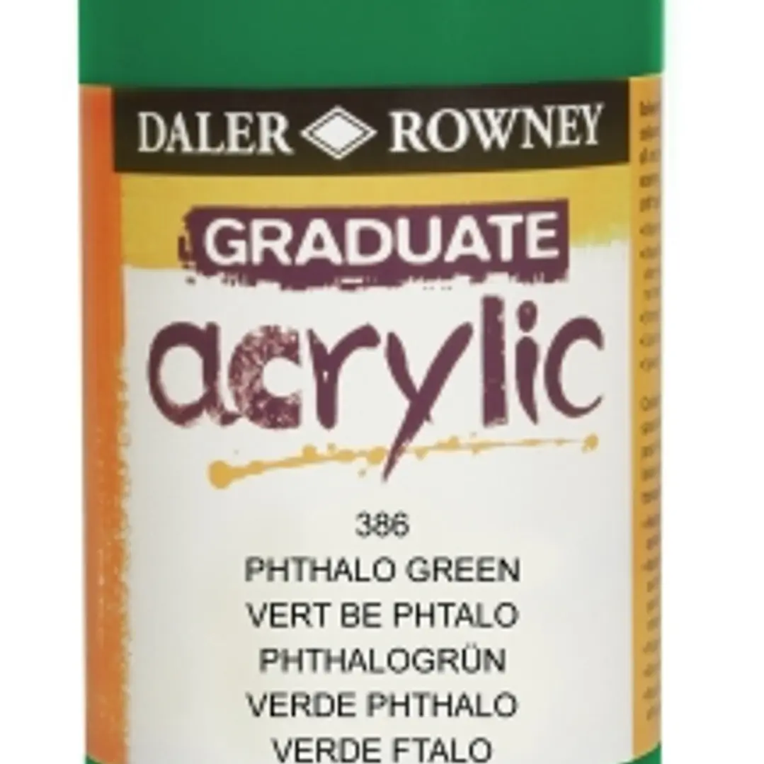 Daler Rowney Graduate Pintura Acrilica - Botella de Plastico - 500ml - Color Verde Ftalo 1