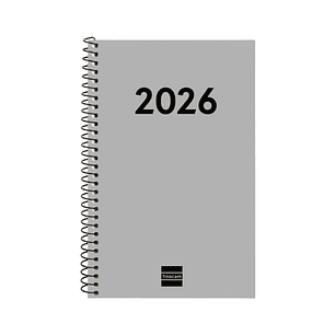 Finocam Espiral Recambio Anual 2026 para Agendas Duo en Catalan - Anual 2026 - Formato E5 - 125x14x181mm - Semana Vista Horizontal - Color Gris Claro