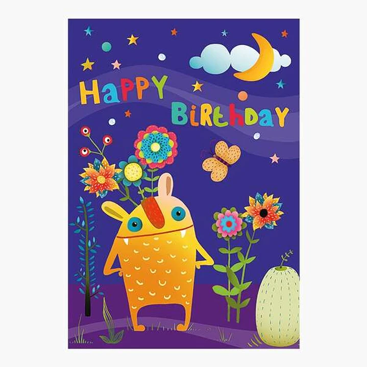 Pictura Tarjeta Zig-Zag - 15x22cm - Tematica de Monstruos - Tarjeta Triptica sin Envoltorio - Incluye Sobre Blanco - Impresas en Papel con Certificaci 1