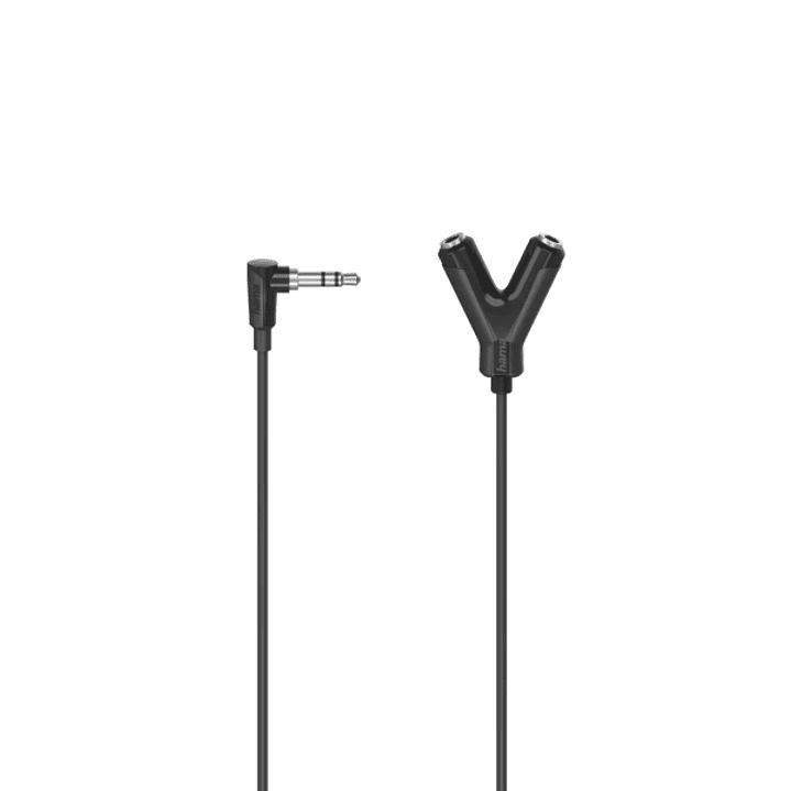 Hama Essential Cable de Audio - Jack 3.5mm Hembra x2 - Jack 3.5mm Macho - Longitud 12cm - Color Negro 1