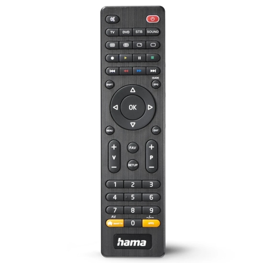 Hama Mando a Distancia para TV - Universal - Recargable - Alcance 10m - 45 Botones - Acceso Directo a Plataformas de Streaming - Permite 4 Dispositivo 1