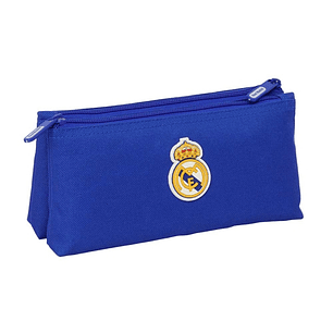 Safta Real Madrid Neceser Compacto de 2L - 2 Compartimentos con Cremallera - 220x80x100mm - Color Azul