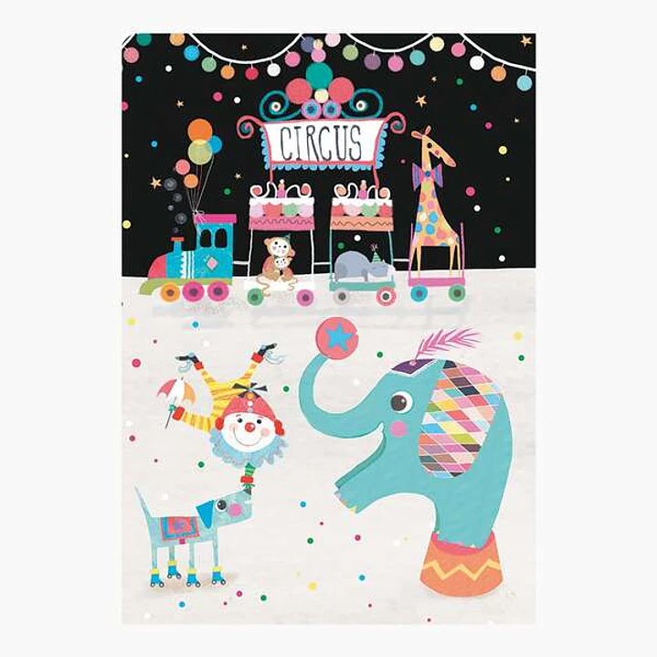 Pictura Tarjeta Zig-Zag - 15x22cm - Tematica Circo - Tarjeta Triptica sin Envoltorio - Incluido Sobre Blanco - Papel con Certificacion FSC 1