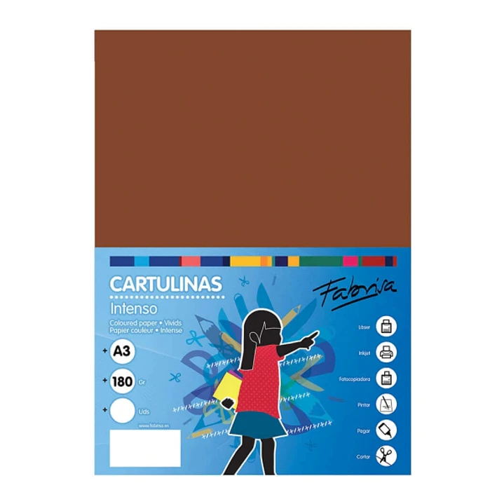 Fabrisa Pack de 25 Cartulinas 180 g/m² - Tamaño A3 - Color Marron 1