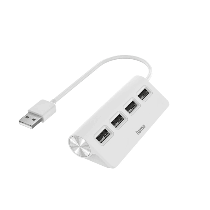 Hama Essential Hub USB 2.0 - Cable USB-A Integrado de 15cm - USB-A Hembra x4 - Color Blanco 1