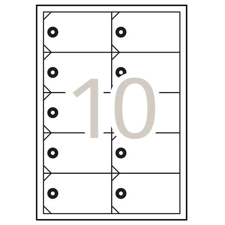 Apli Pack de 100 Etiquetas Colgantes Imprimibles 98x57mm - 10 Hojas x 10 Etiquetas - Cartulina Microperforada de 200g/m² - Color Blanco 1