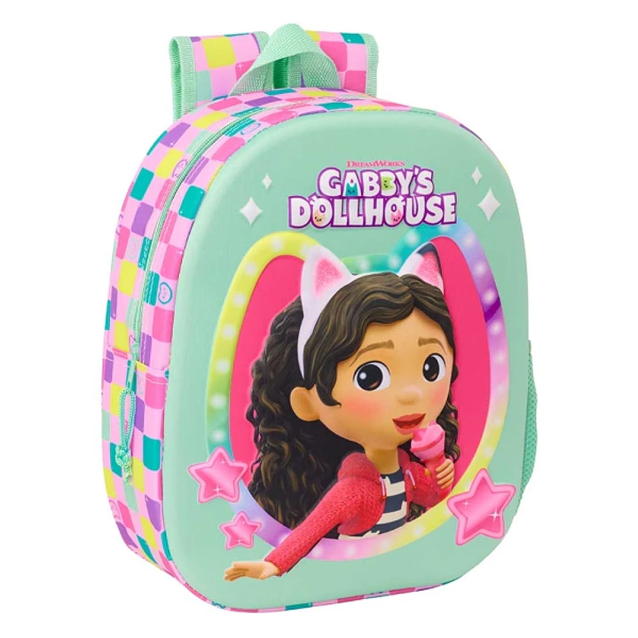 Safta Gabby'S Dollhouse Mochila 3D de 8.64L - Portabotellas - Tarjeta de Identificacion Personal - Hombreras Acolchadas - 27x33x10cm - Color Menta 1
