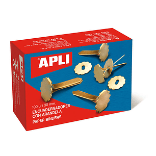 Apli Encuadernadores Metalicos con Arandela - 30mm - Incluyen Arandela para Embellecer y Evitar Rozaduras - Caja de 100 Unidades