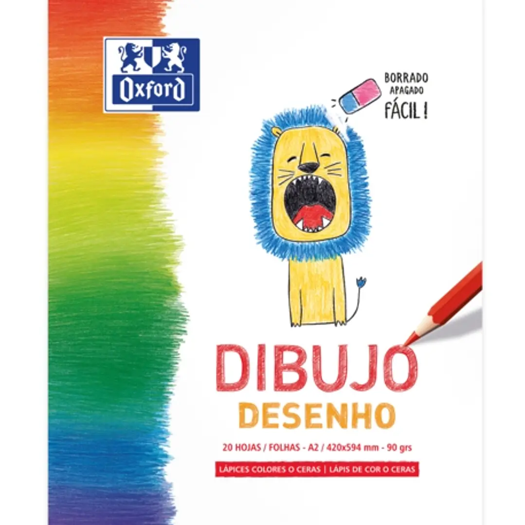 Oxford Dibujo Infantil/Ocio Bloc Encolado Dibujo A2 - Tapa Blanda/Contratapa Rigida - 20 Hojas - 90gr 1