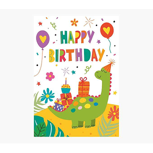 Pictura Tarjeta Zig-Zag - 15x22cm - Tematica Dinosaurios - Triptica sin Envoltorio - Incluye Sobre Blanco - Papel con Certificacion FSC