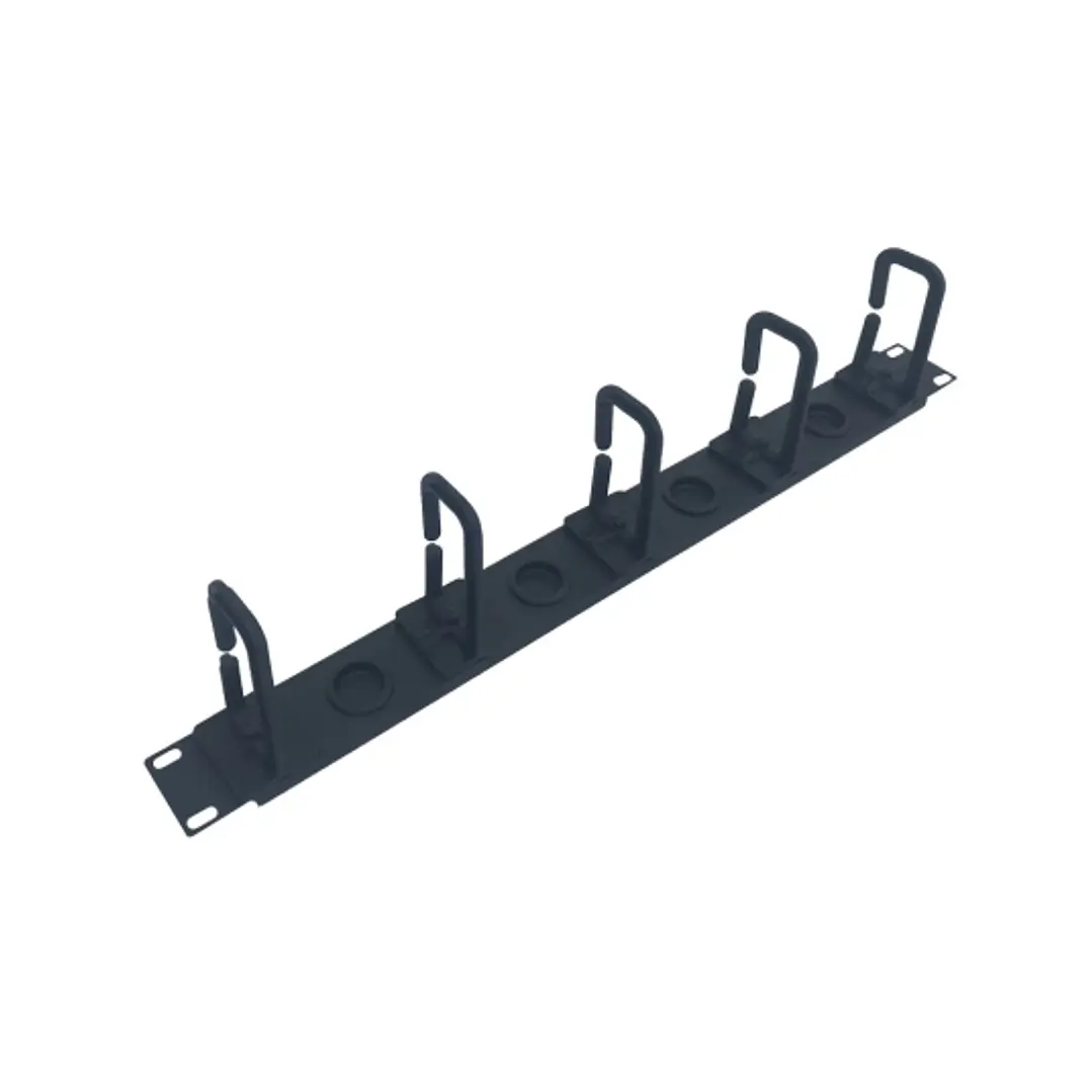 WP Guia 1U Cableado con 5 Anillos - Plastico - sin Tapa - 490x15x55mm - Color Negro 1