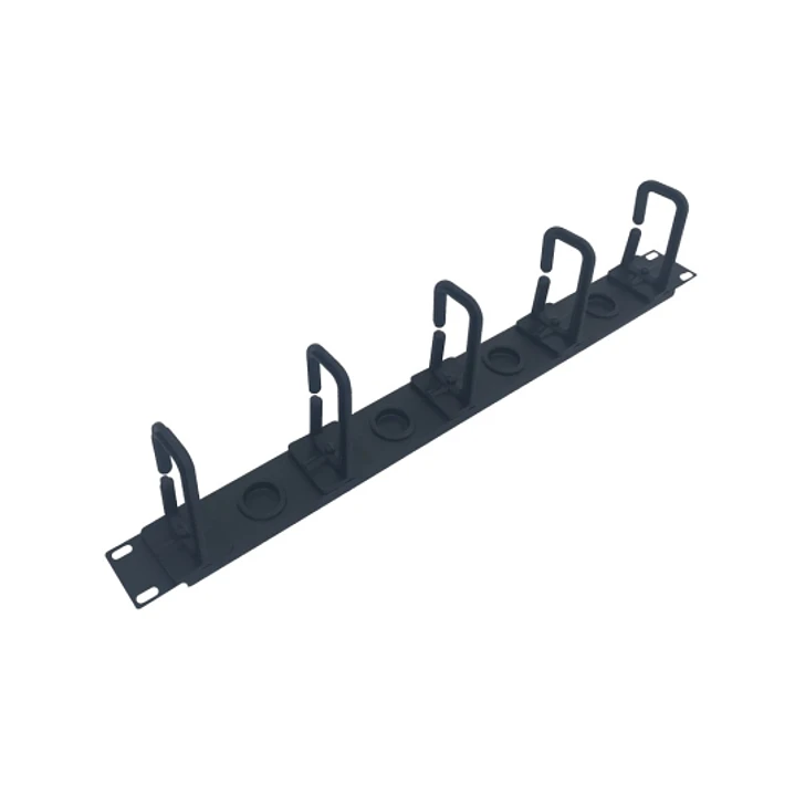 WP Guia 1U Cableado con 5 Anillos - Plastico - sin Tapa - 490x15x55mm - Color Negro 1