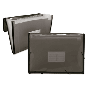 Ingraf Carpeta Frame Fuelle 13 Departamentos Tamaño A4 - Polipropileno Translucido - Gomas y Solapas - Color Gris