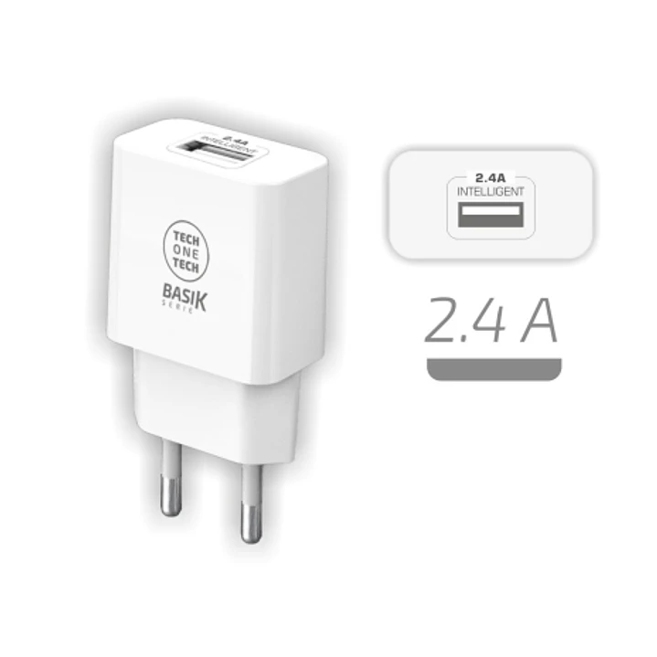 TechOneTech Basik Cargador de Pared 1 Puerto USB-A 12W - Color Blanco 1