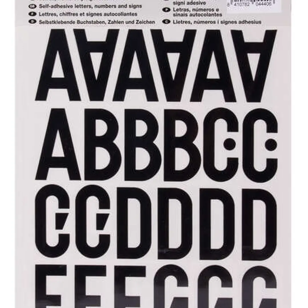 Apli Letras de Palo Mayusculas Adhesivas - Altura 40mm - Pack de 5 Hojas - Color Negro - Facil Identificacion y Señalizacion 1