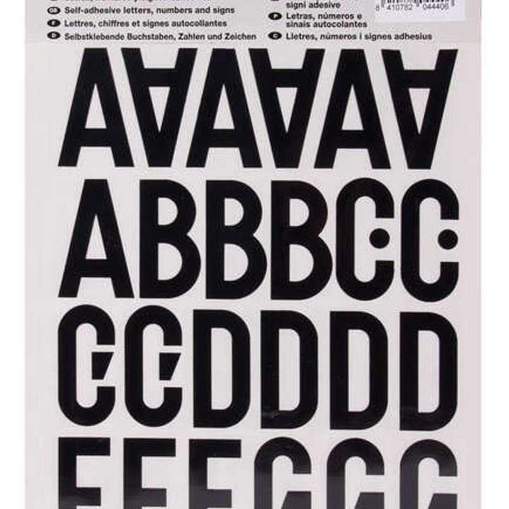 Apli Letras de Palo Mayusculas Adhesivas - Altura 40mm - Pack de 5 Hojas - Color Negro - Facil Identificacion y Señalizacion 1