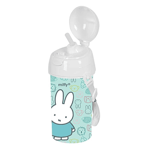 Safta Miffy Friends Botella de 500ml - PVC sin BPA - Pajita Interior - 73x73x195mm - Color Azul Claro