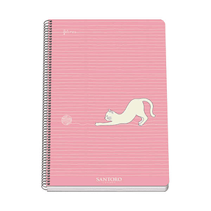 Dohe Santoro Felines Cuaderno Espiral Tapa Rigida - Tamaño Folio de 80 Hojas 90gr - Hojas con Cuadricula 4mm